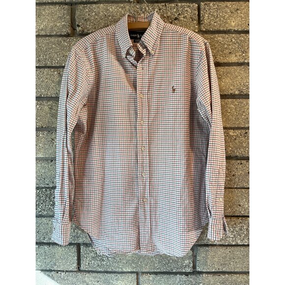 Ralph Lauren Classic Fit Red & Blue Checkered Button-Down Shirt 14.5/33 Mens Cot - Picture 1 of 9